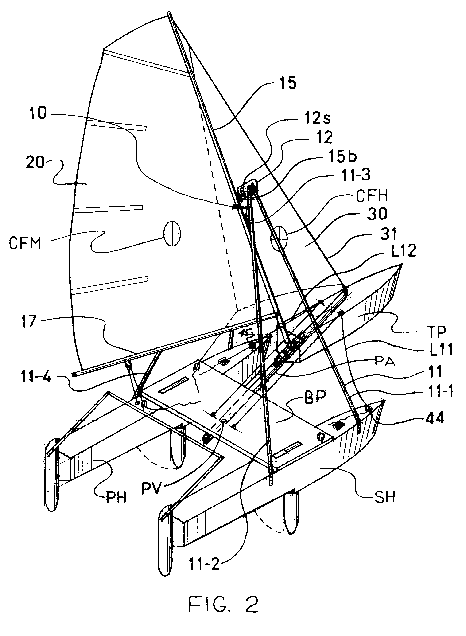 Articulated sailing watercraft