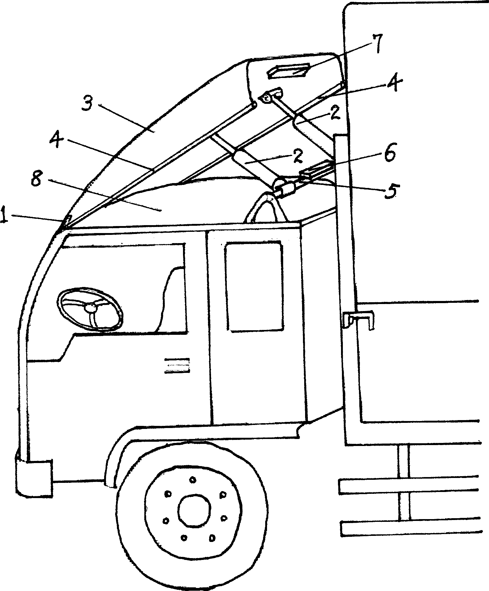 Energy-saving automatic lifting type downwind plate of wagon