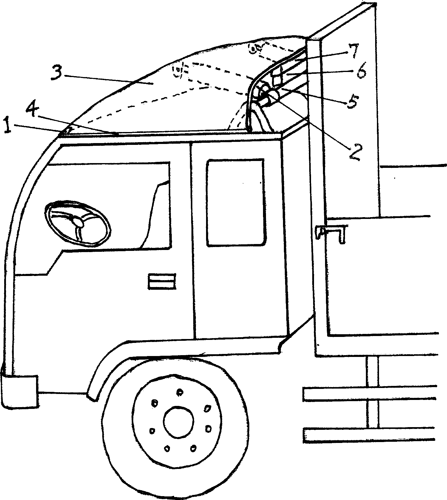 Energy-saving automatic lifting type downwind plate of wagon