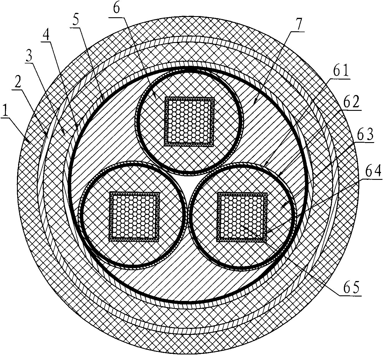 Triple shielding flame retardant type single core nuclear power cable