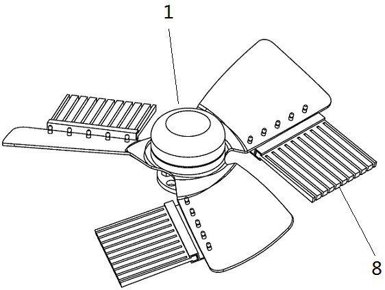 Cleaning vane wheel and unpowered locomotive radiator automatic heat dissipation cleaning device