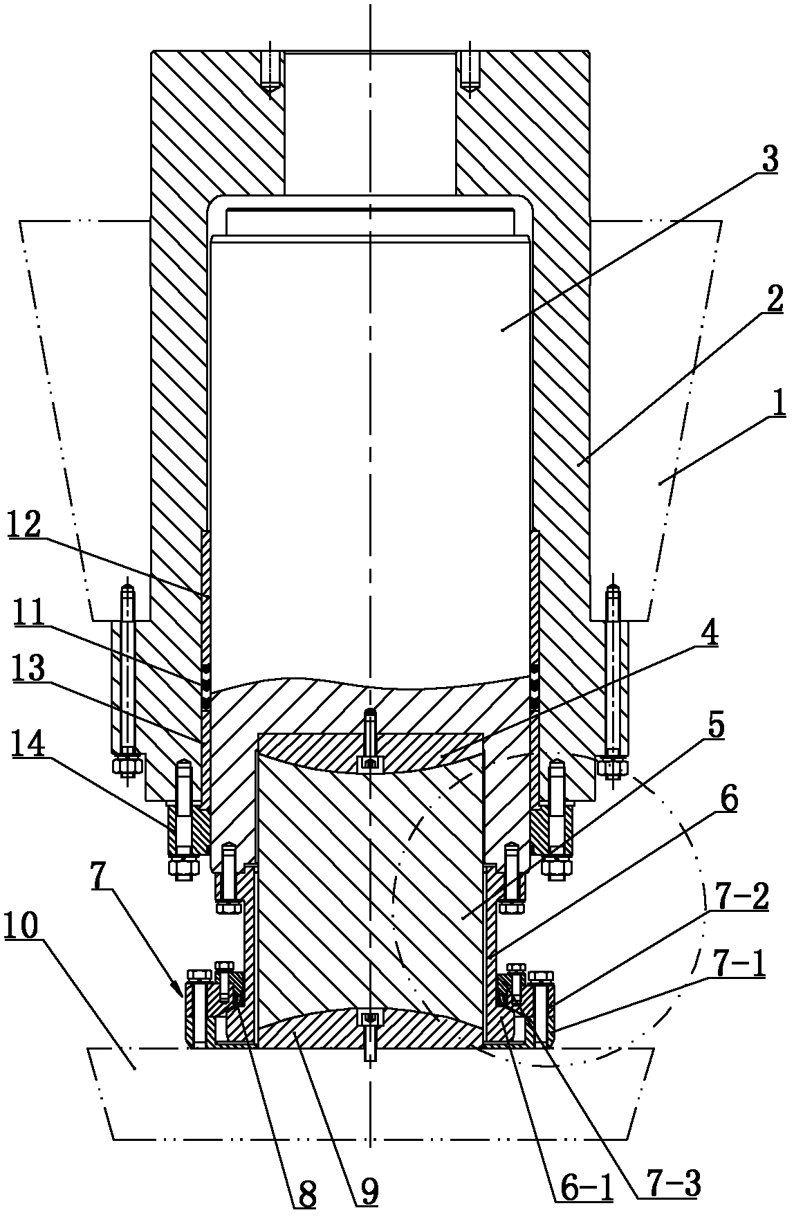 Unidirectional plunger type oil cylinder of hydraulic press