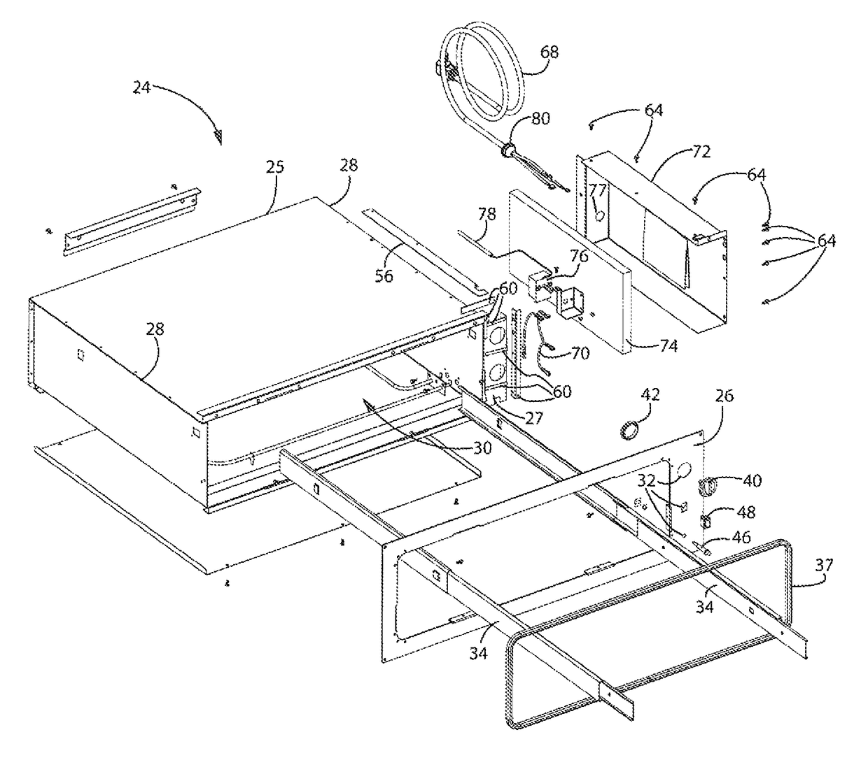 Spill resistant warming drawer