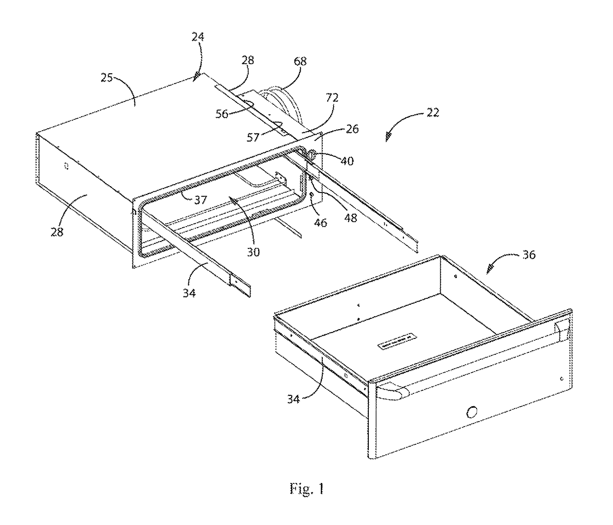 Spill resistant warming drawer