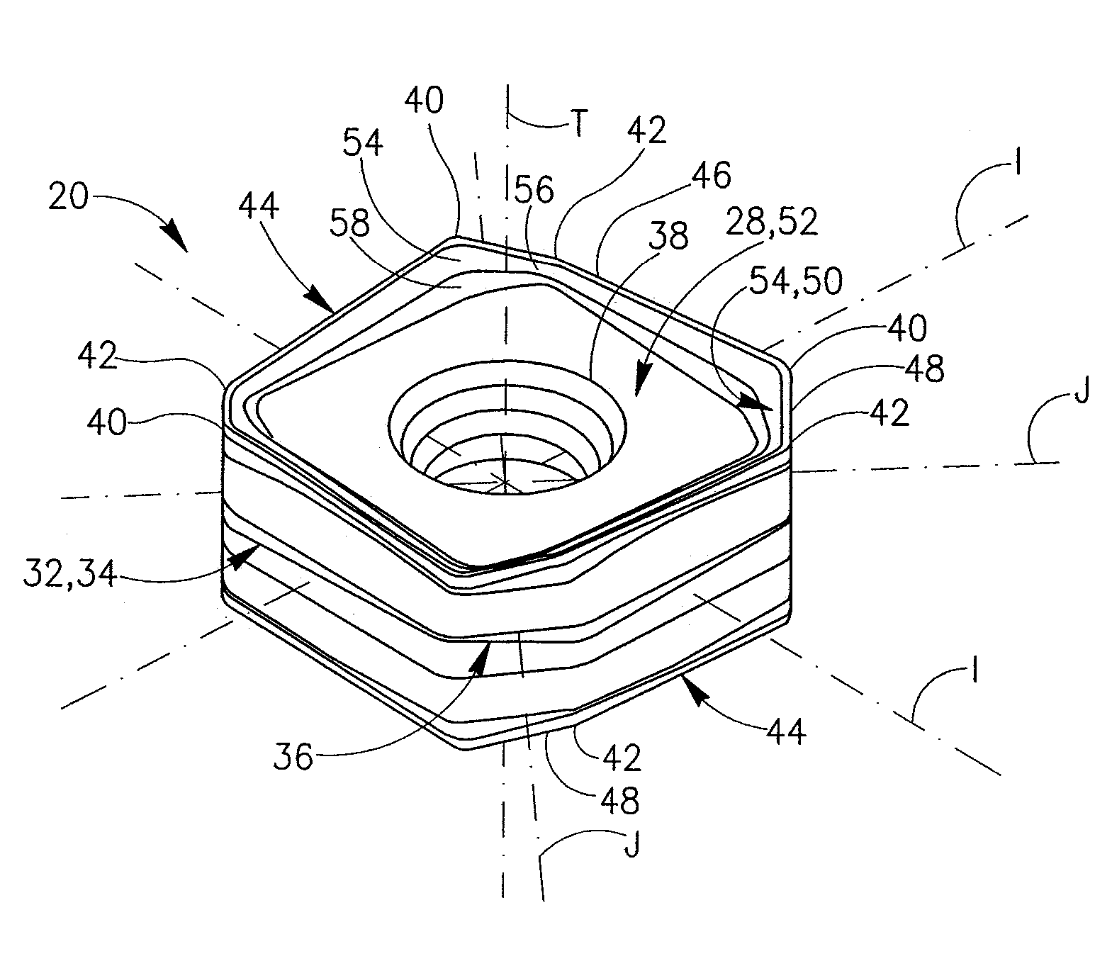 Cutting insert having cylindrically shaped side surface portions