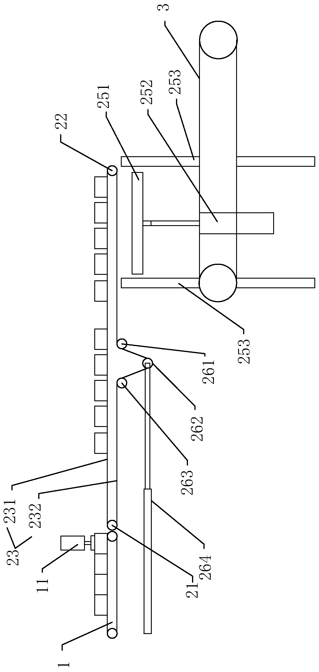 Strip cigarette stacking conveying device