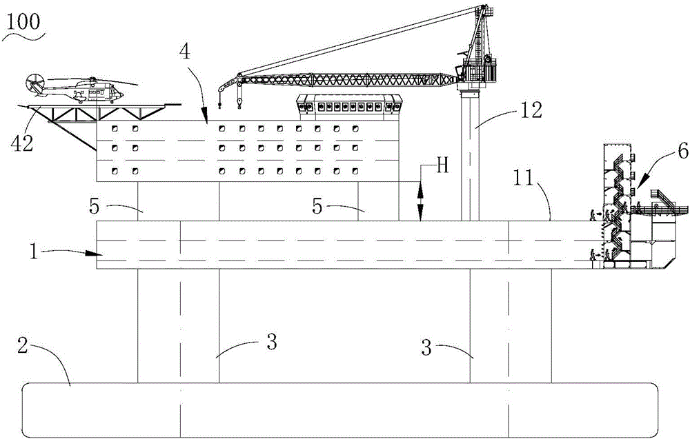 Semisubmersible supporting platform