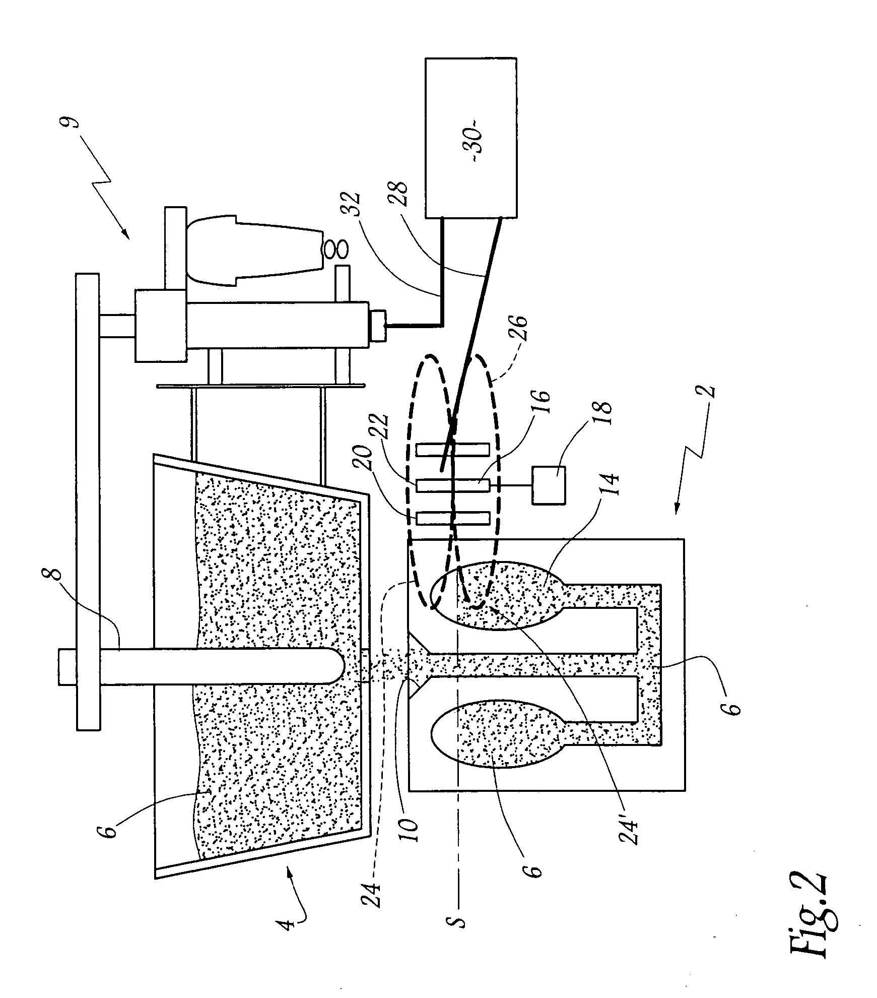 Installation for filling a mould with liquid metal and process employing this installation