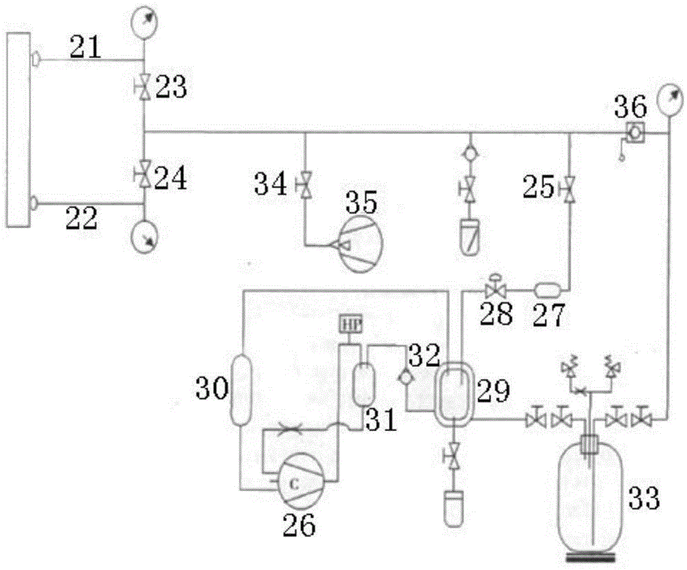 Refrigerating agent filling and recovering system and refrigerating agent filling and recovering method for vehicle air conditioner test system