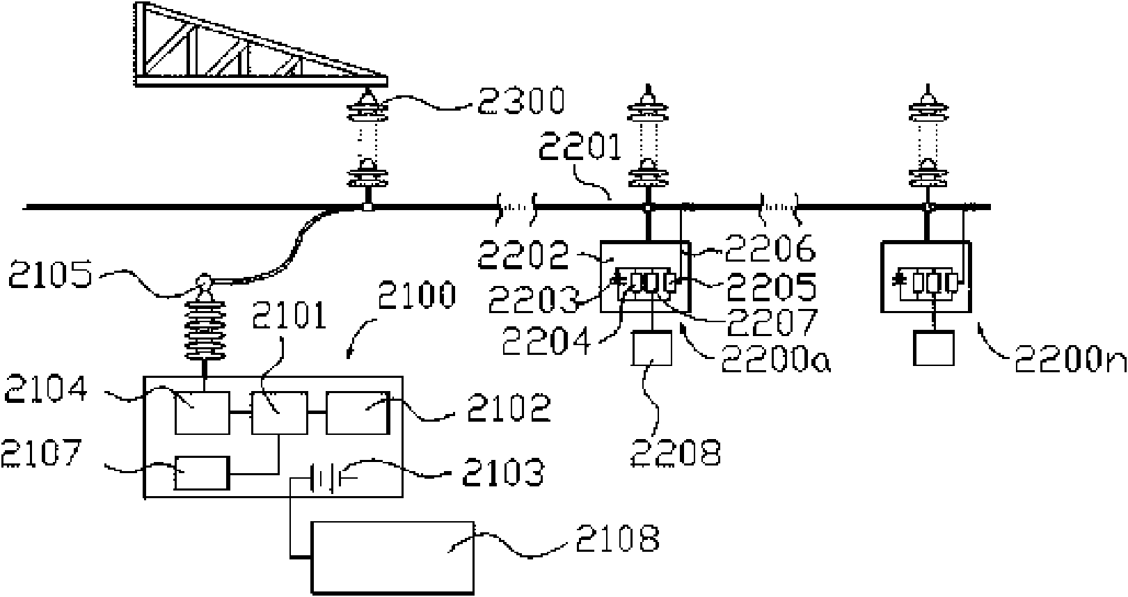 High tension line open circuit positioning device