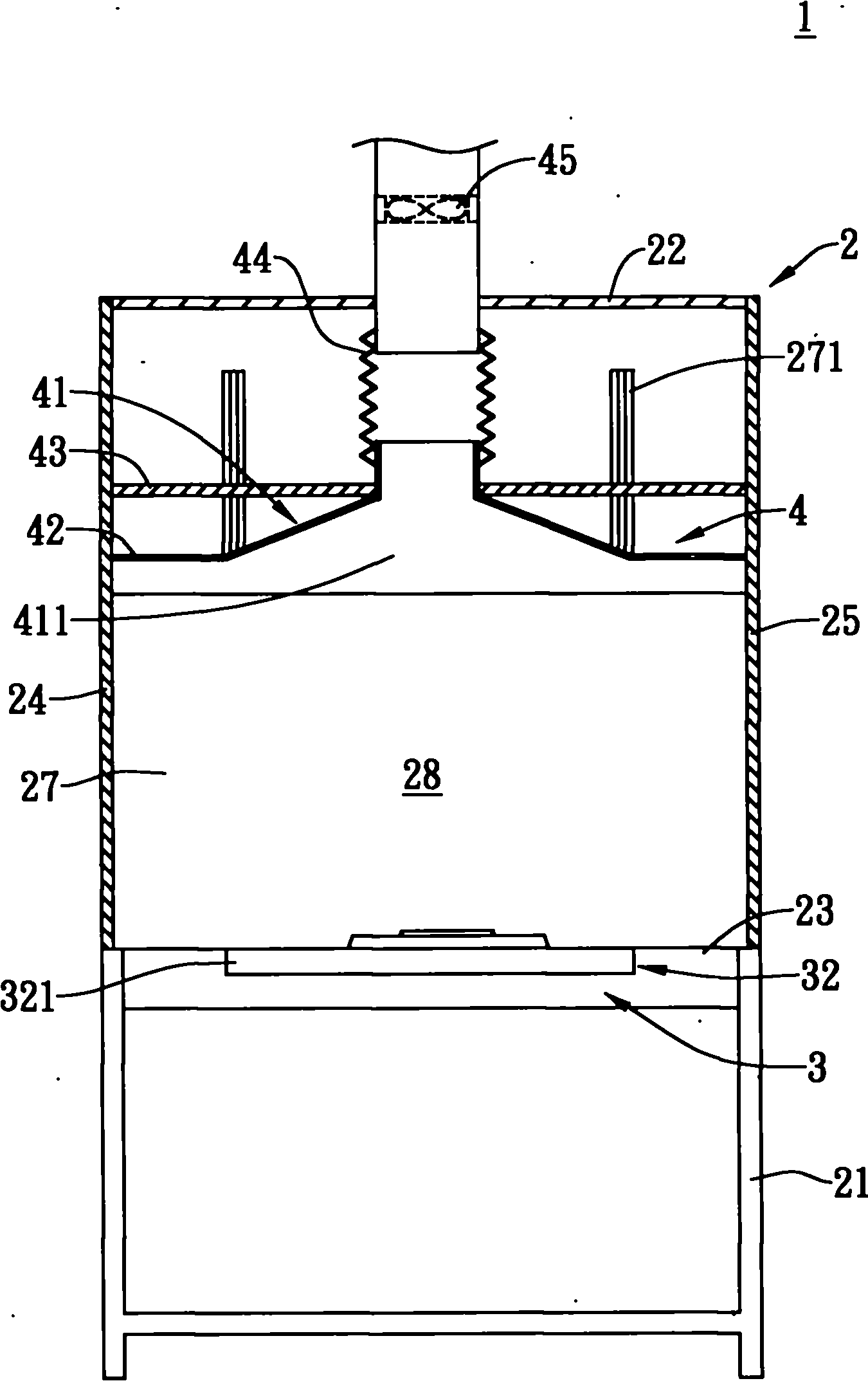 Reverse inclined air curtain type air exhaust cabinet