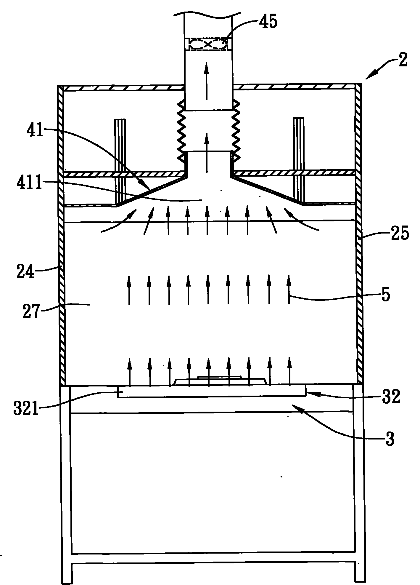 Reverse inclined air curtain type air exhaust cabinet