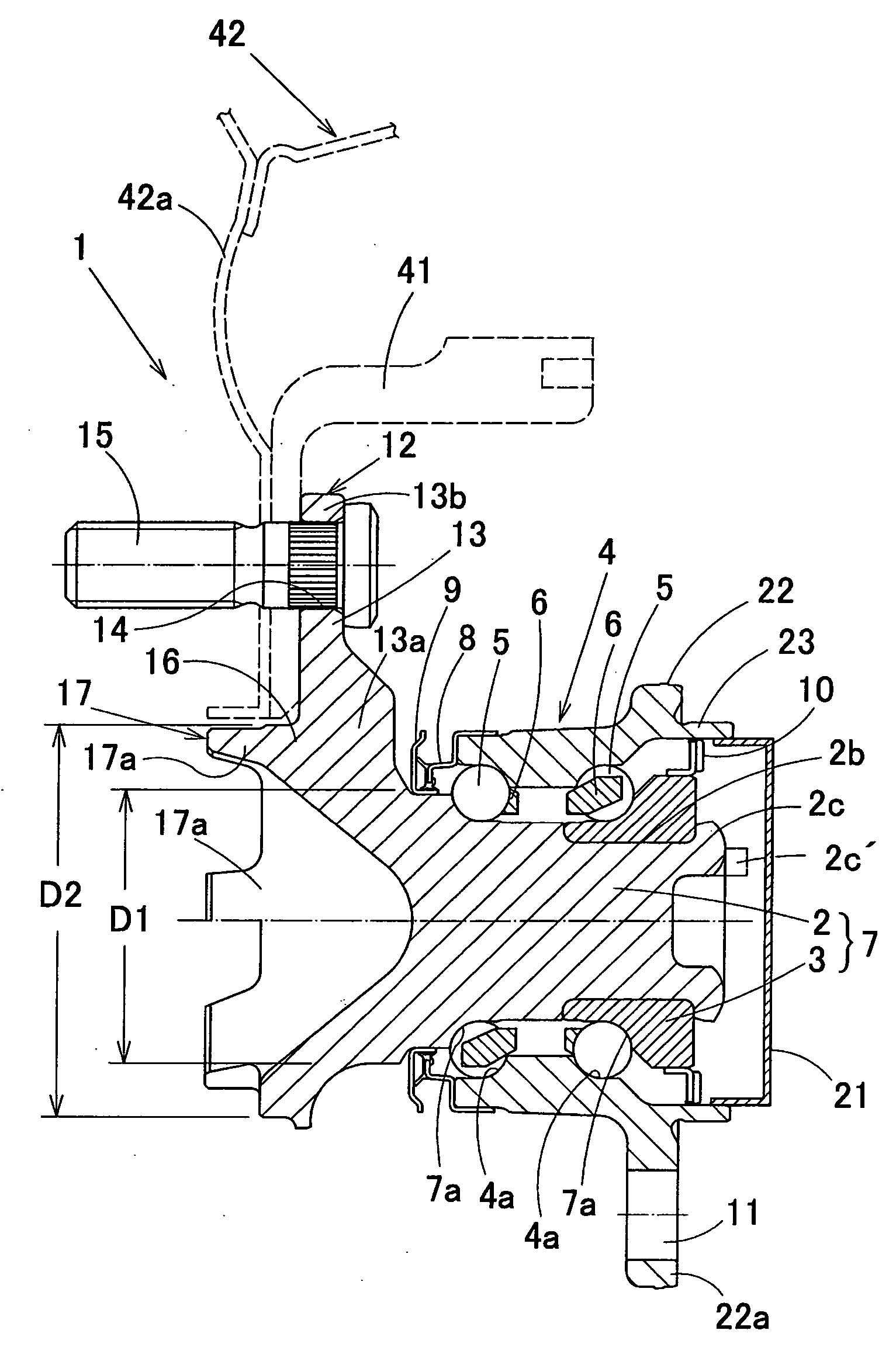 Wheel support bearing assembly