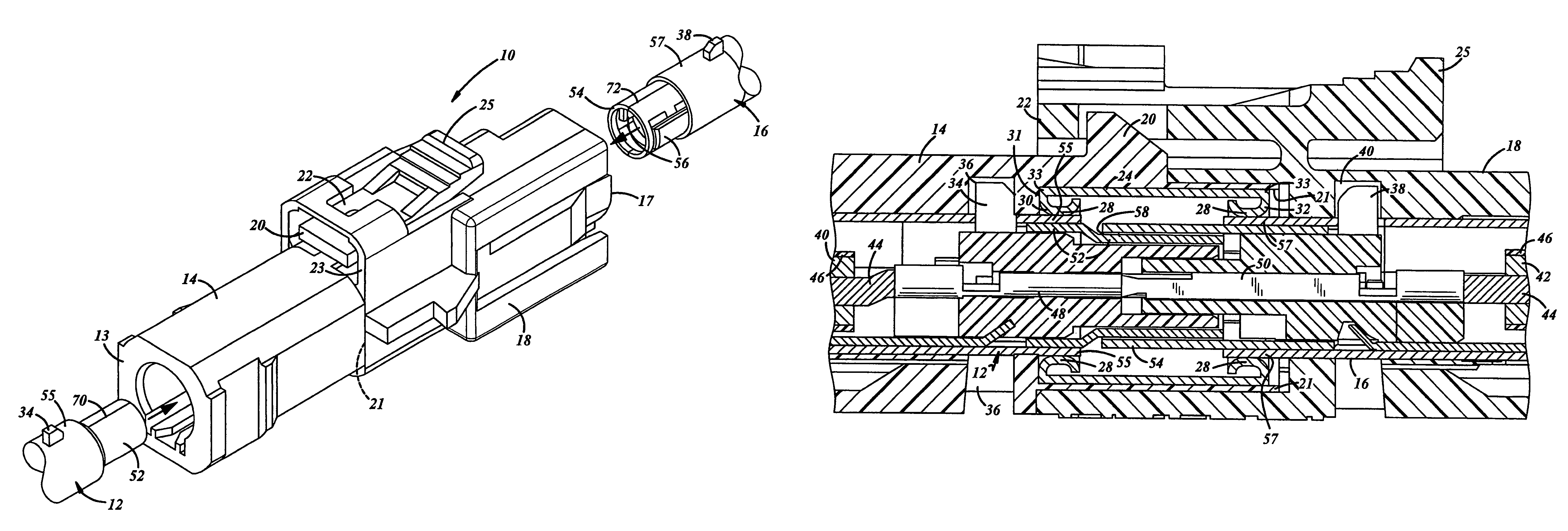 RF connector with integrated shield