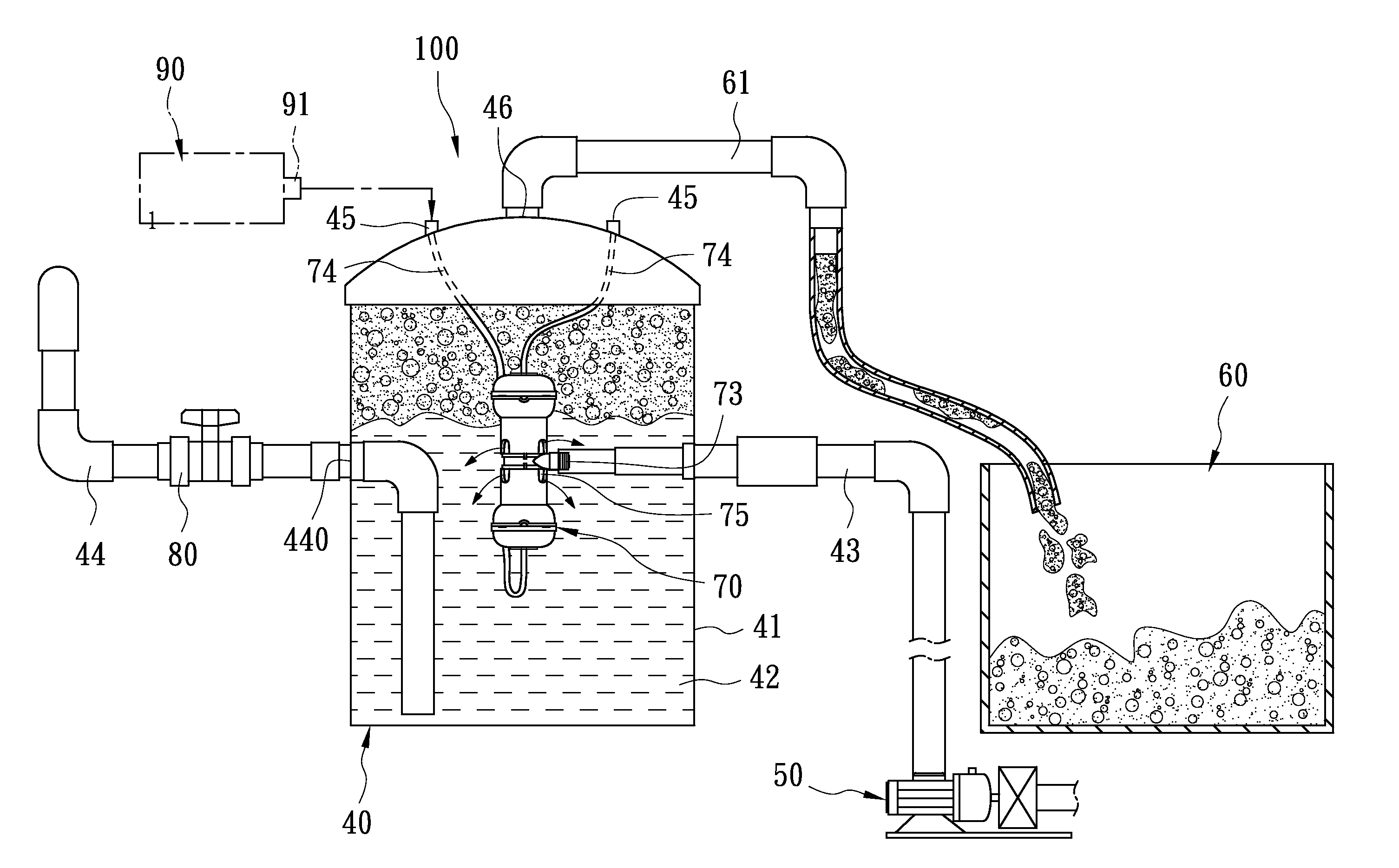 Liquid bubble separator of circulating water system