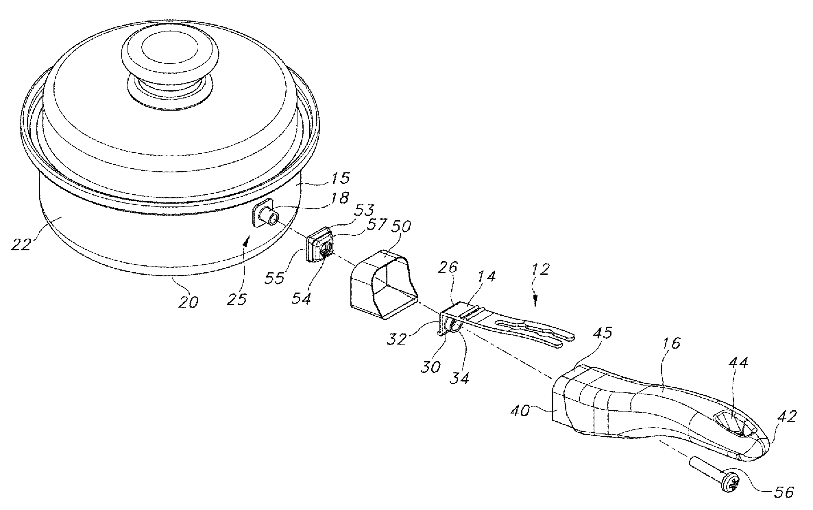 Cookware handle with metal insert and overmold