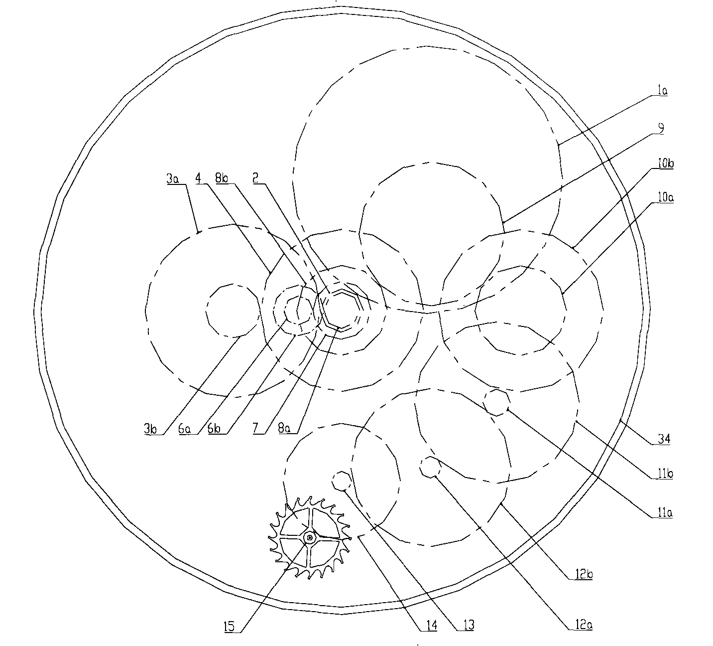 A tourbillon mechanical wristwatch with simultaneous rotation and revolution