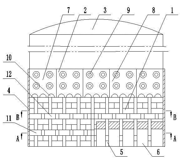 Blast furnace hot blast stove and construction method thereof