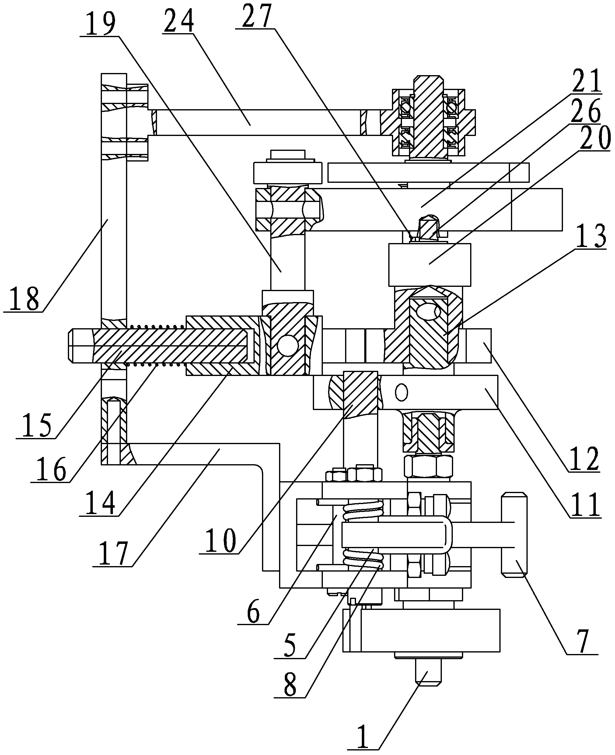 Intermittent spring expansion hinge reducing mechanism