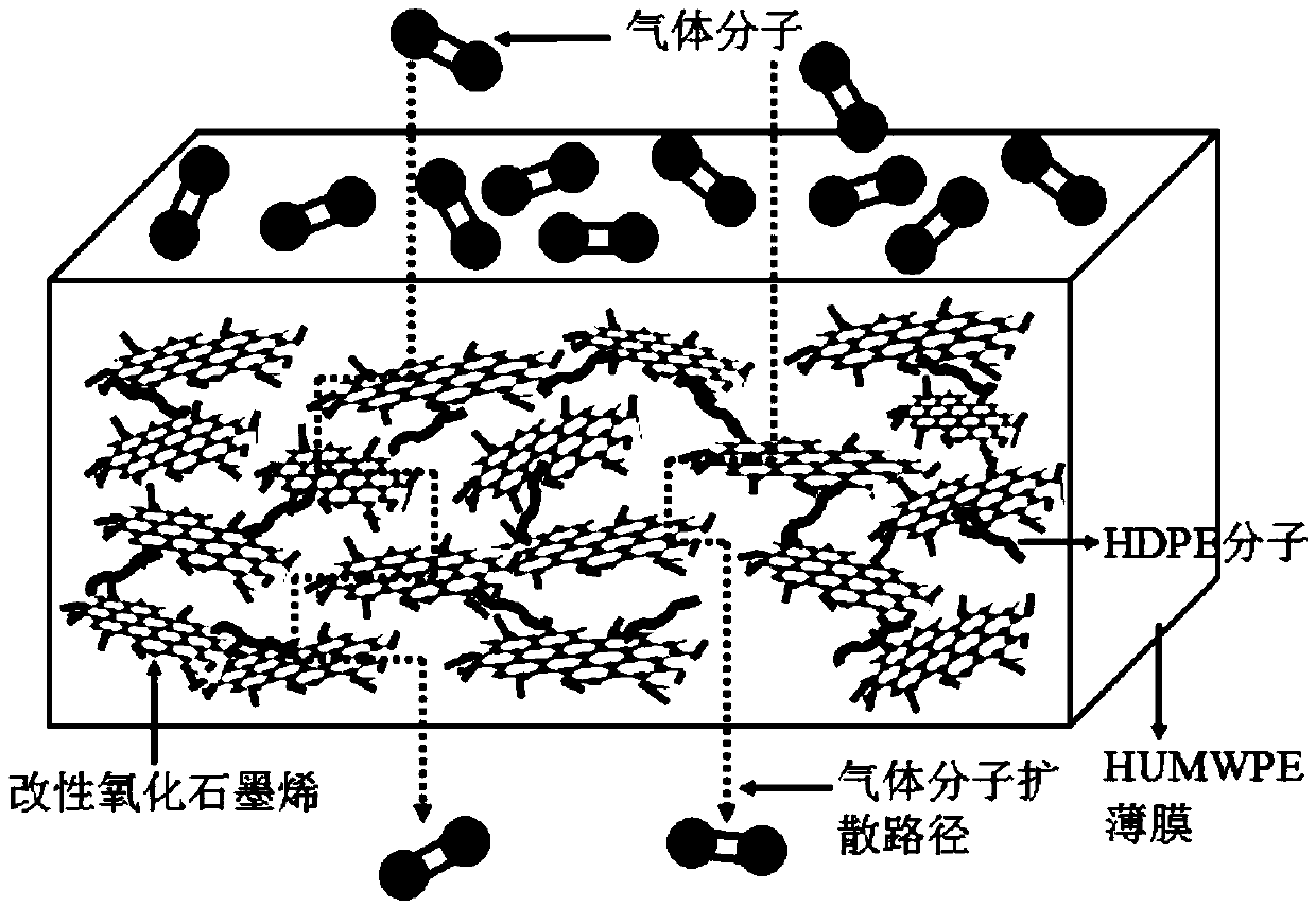 Preparation method of high barrier graphene oxide-polyethylene nanocomposite film