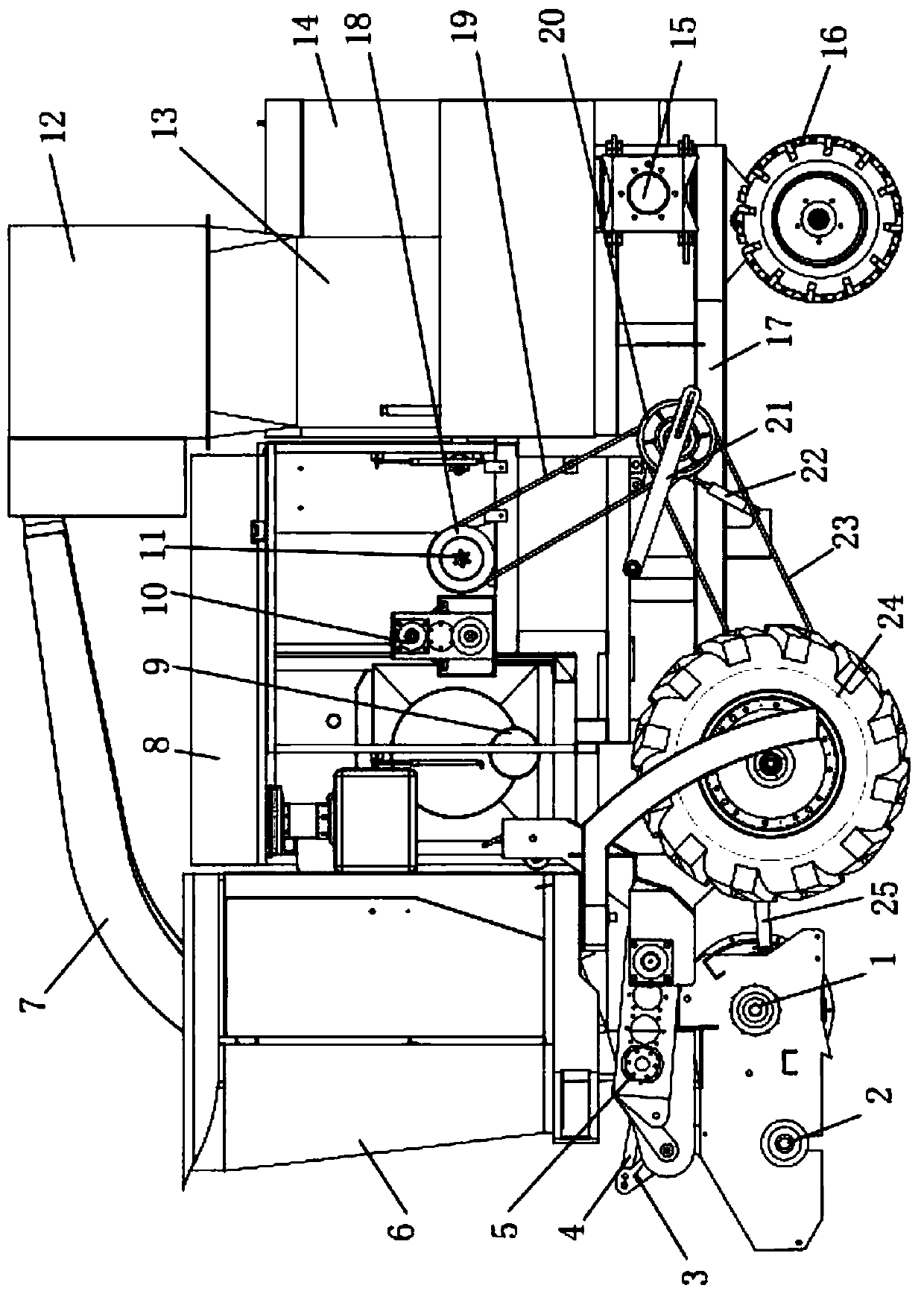 Self-propelled straw-picking and feed-baling machine