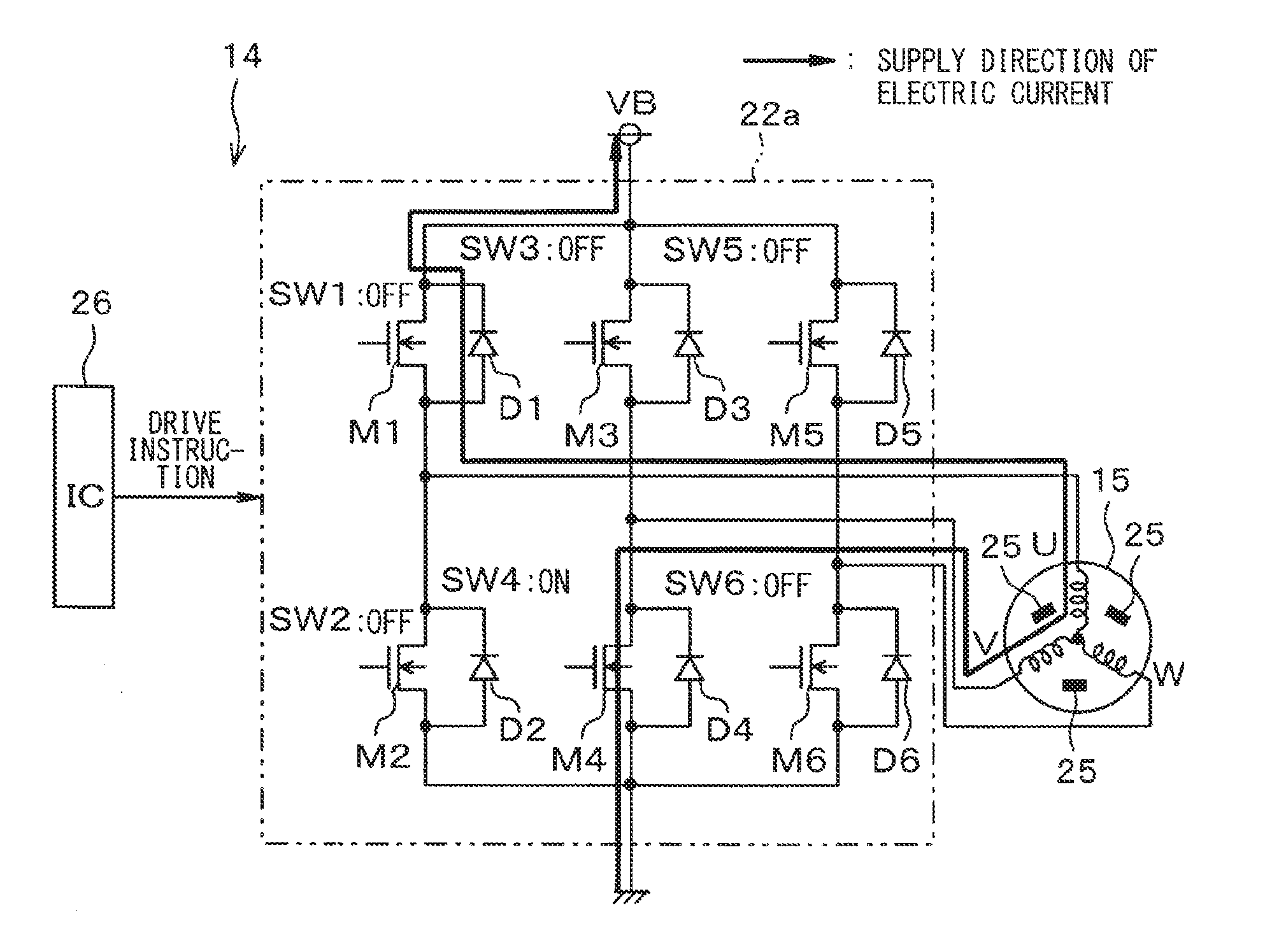 Motor driver of motor for valve timing control of internal combustion engine