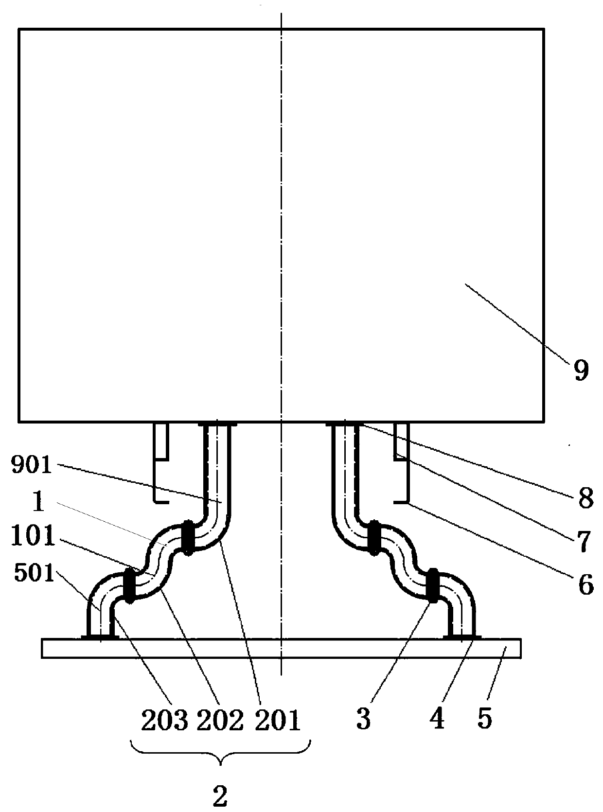 Snow sucking device connection structure of snow melting vehicle