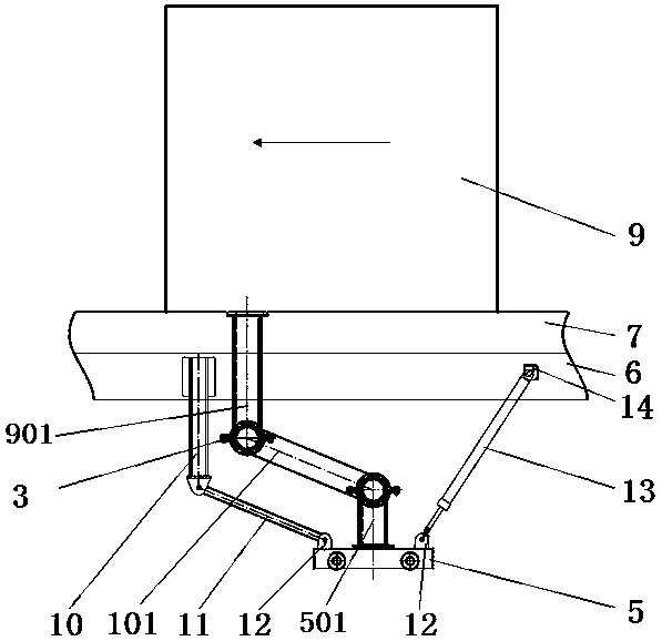 Snow sucking device connection structure of snow melting vehicle