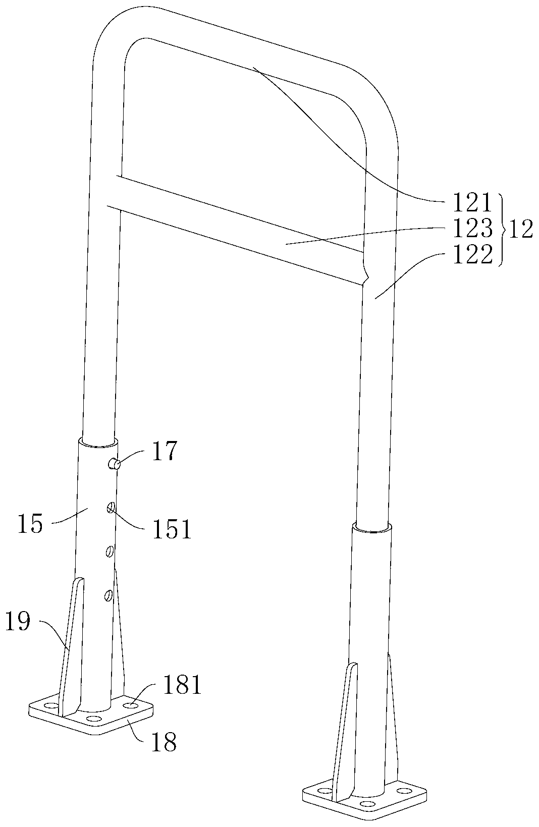 Adjustable guardrail and engineering equipment