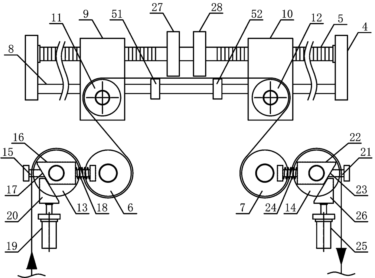 Segmented drafting device for yarn