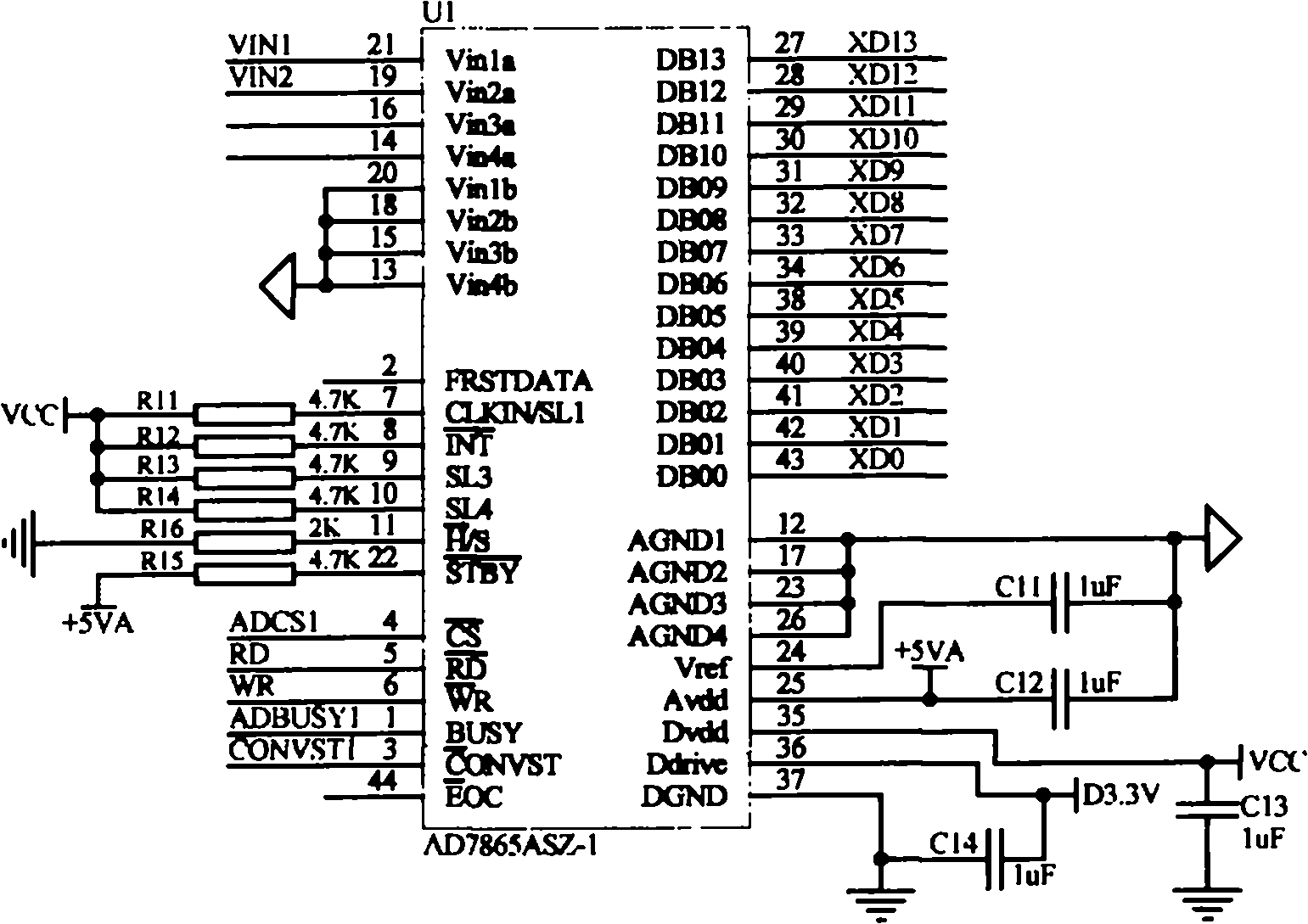 Self-correction AD (analogue/digital) sampling device