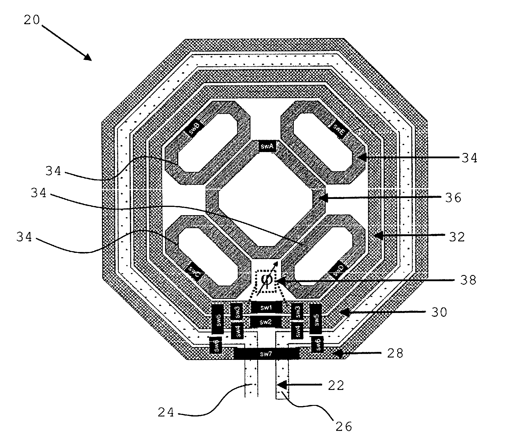 Inductor and method of operating an inductor by combining primary and secondary coils with coupling structures