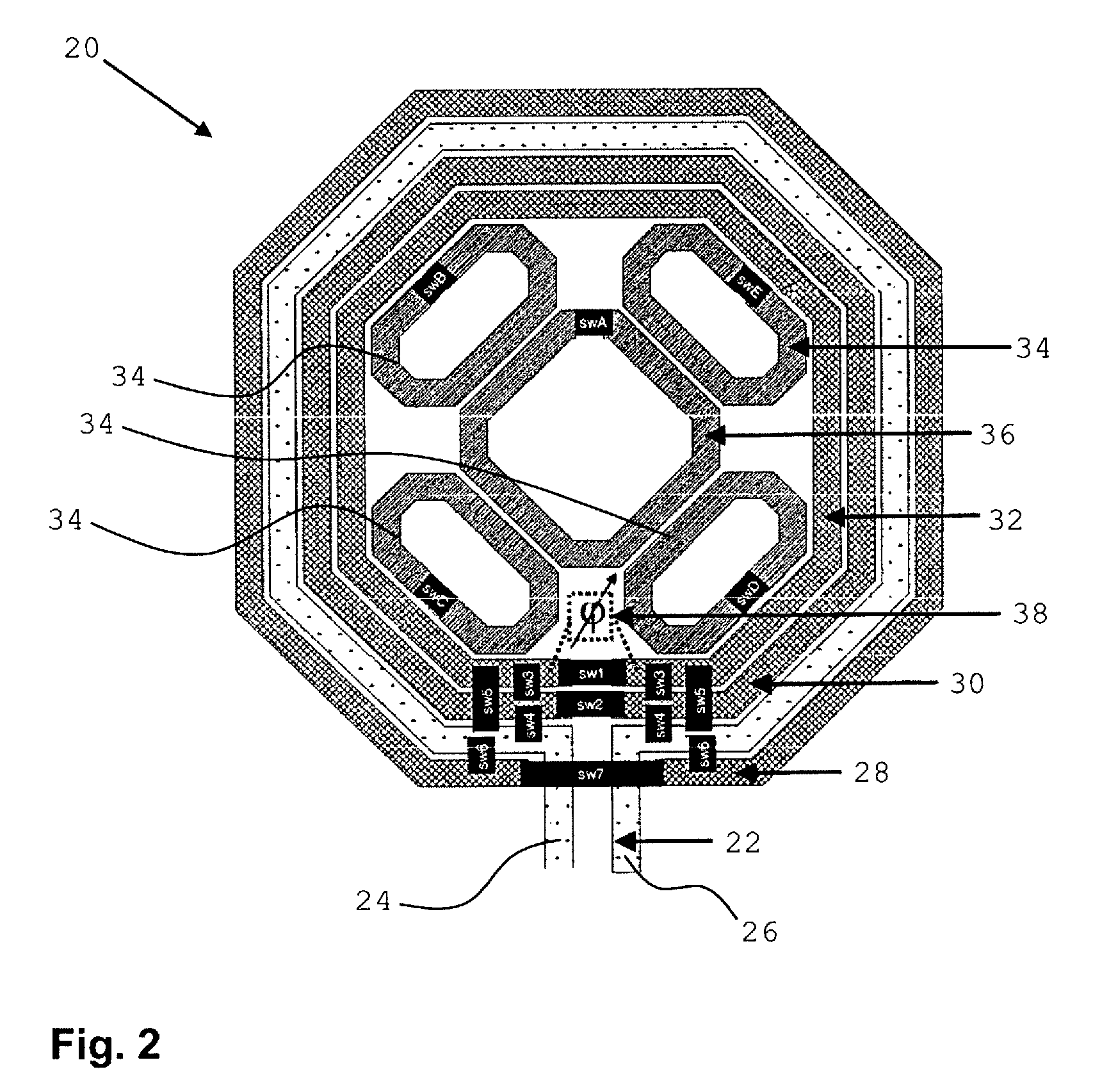 Inductor and method of operating an inductor by combining primary and secondary coils with coupling structures