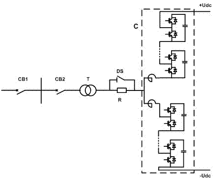 Alternating current side wiring structure of direct current transmission system of power supply converter and control method thereof