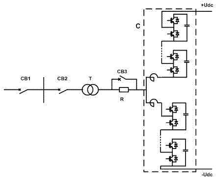 Alternating current side wiring structure of direct current transmission system of power supply converter and control method thereof