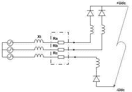 Alternating current side wiring structure of direct current transmission system of power supply converter and control method thereof