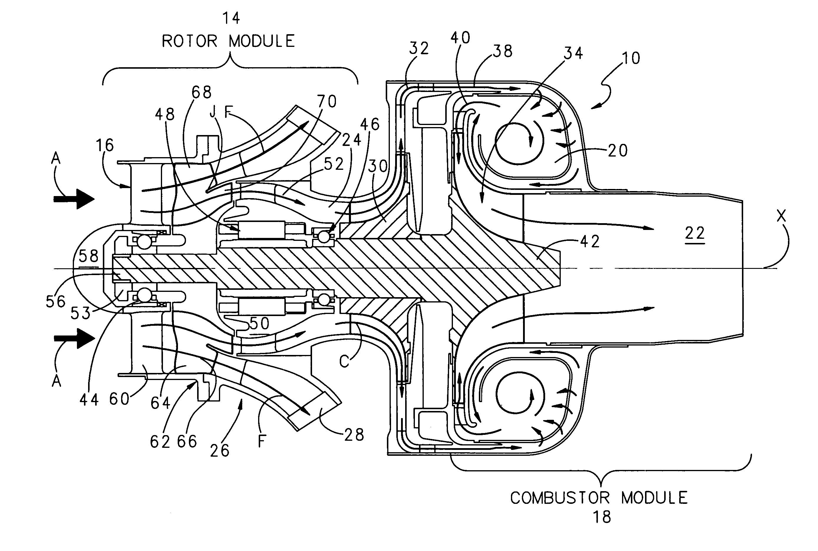 Combined stage single shaft turbofan engine