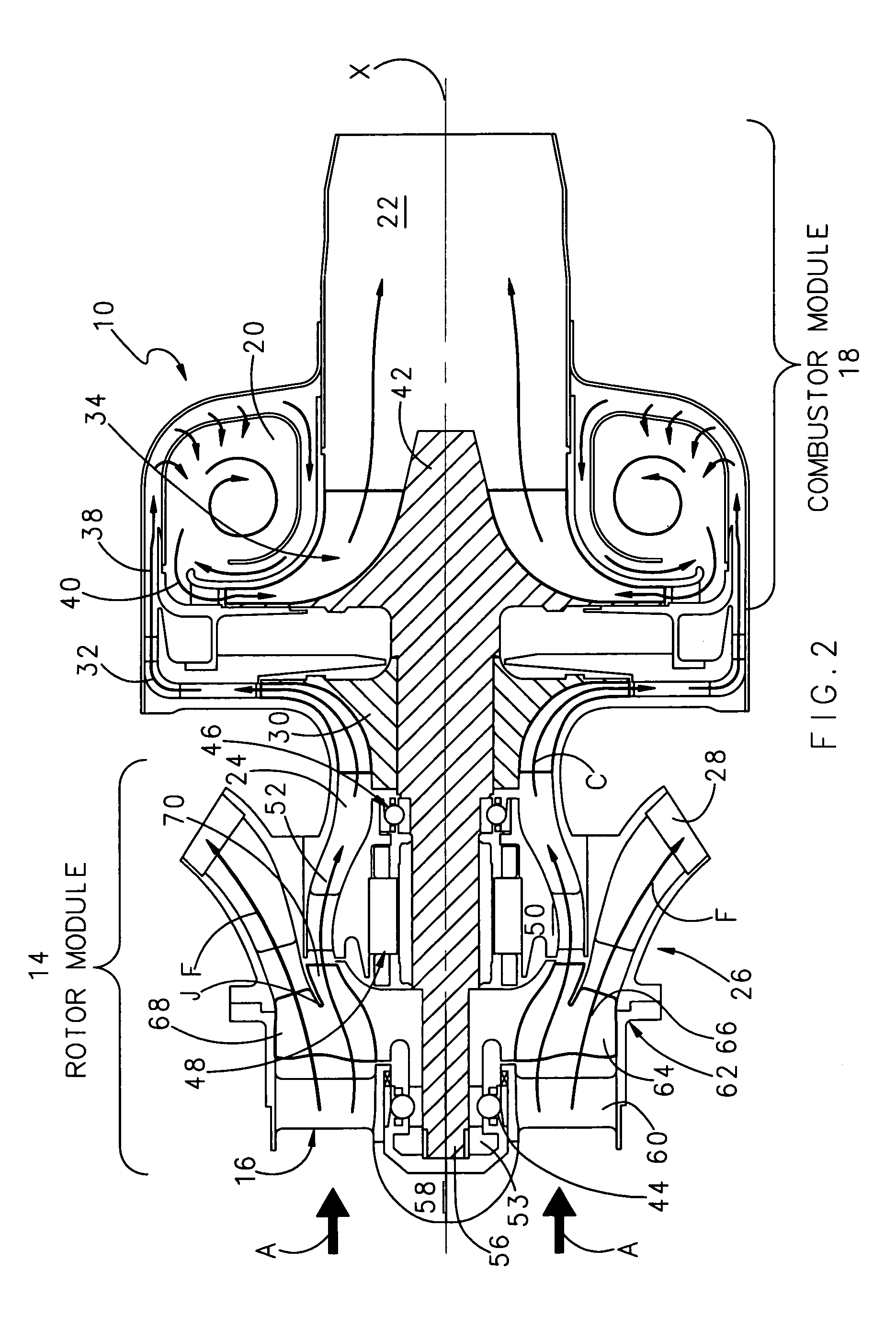 Combined stage single shaft turbofan engine