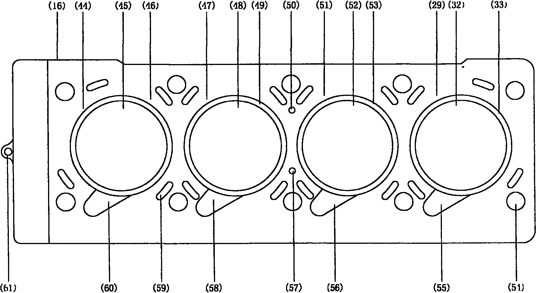 Novel four-stroke four-cylinder layered dual-vortex combustion energy-saving internal combustion engine with new gas distribution mechanism