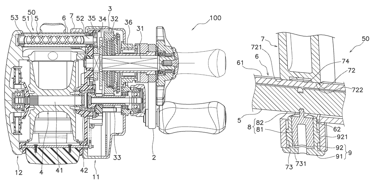 Level winding mechanism for dual-bearing reel