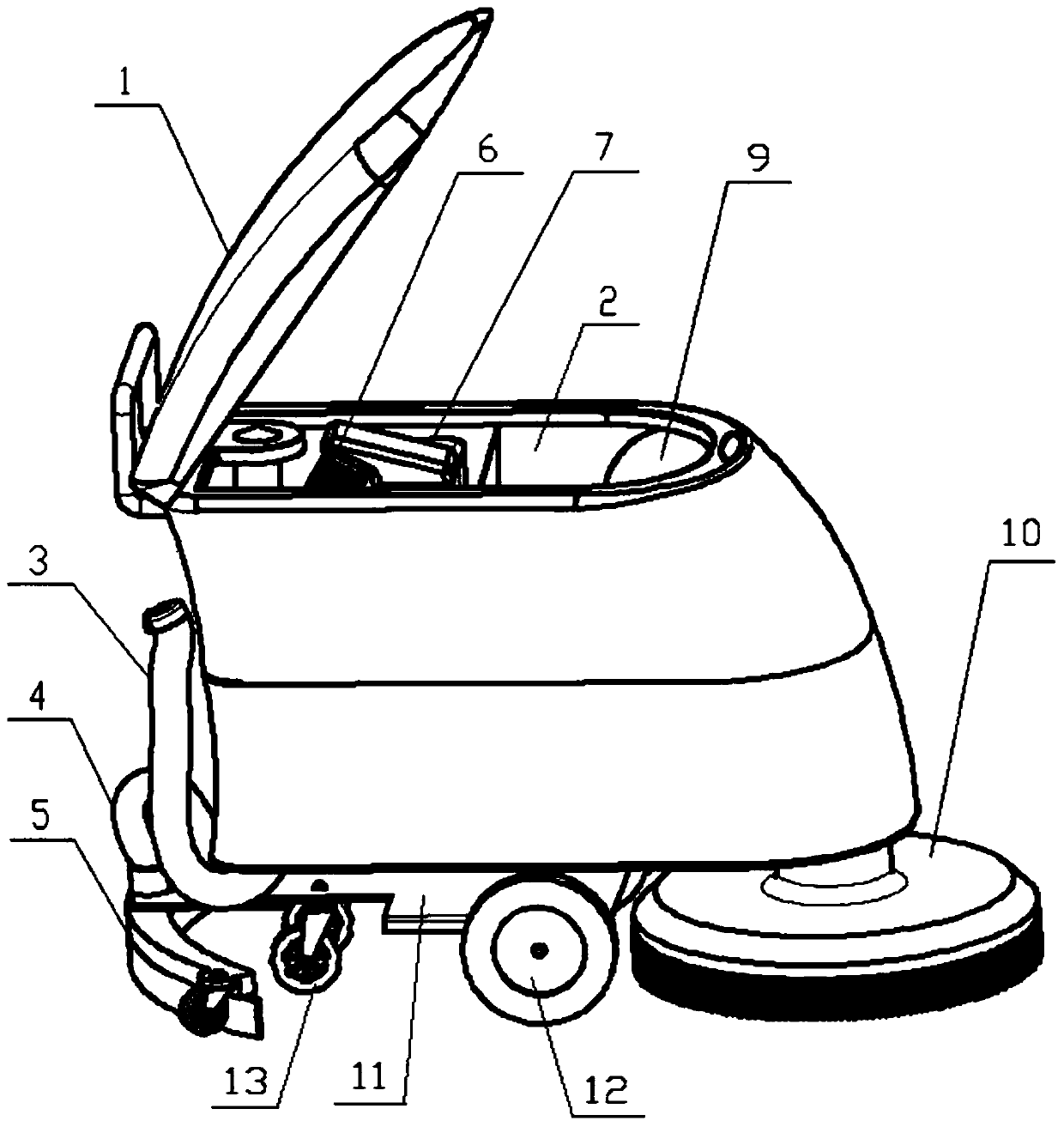 A floor washing machine with dynamically adjustable water tank volume