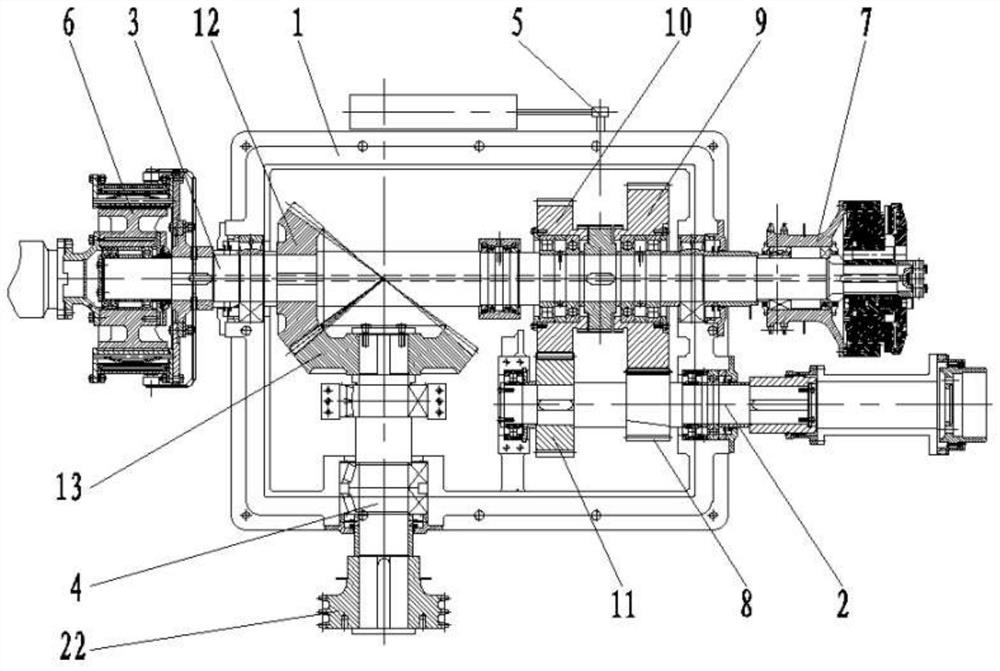 Gear box jointly driven by winch and turntable