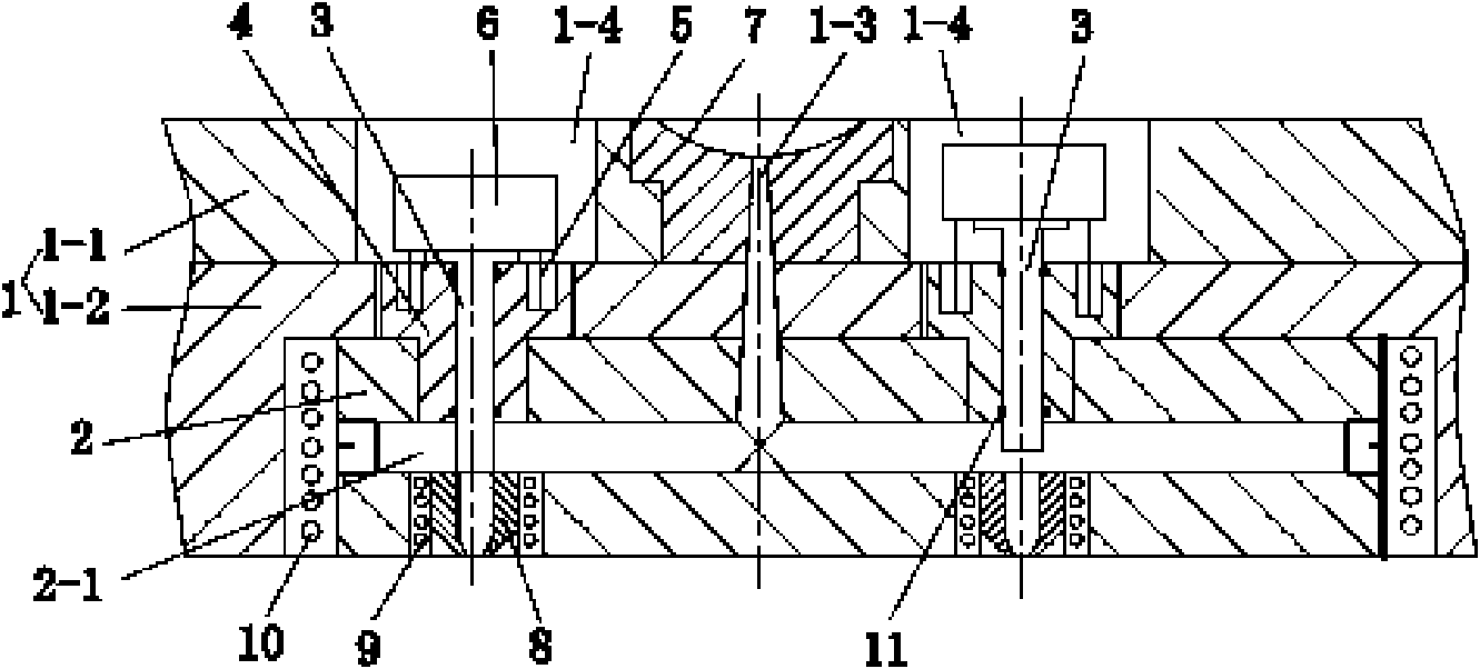 Injection mold hot runner valve type vibration type nozzle device