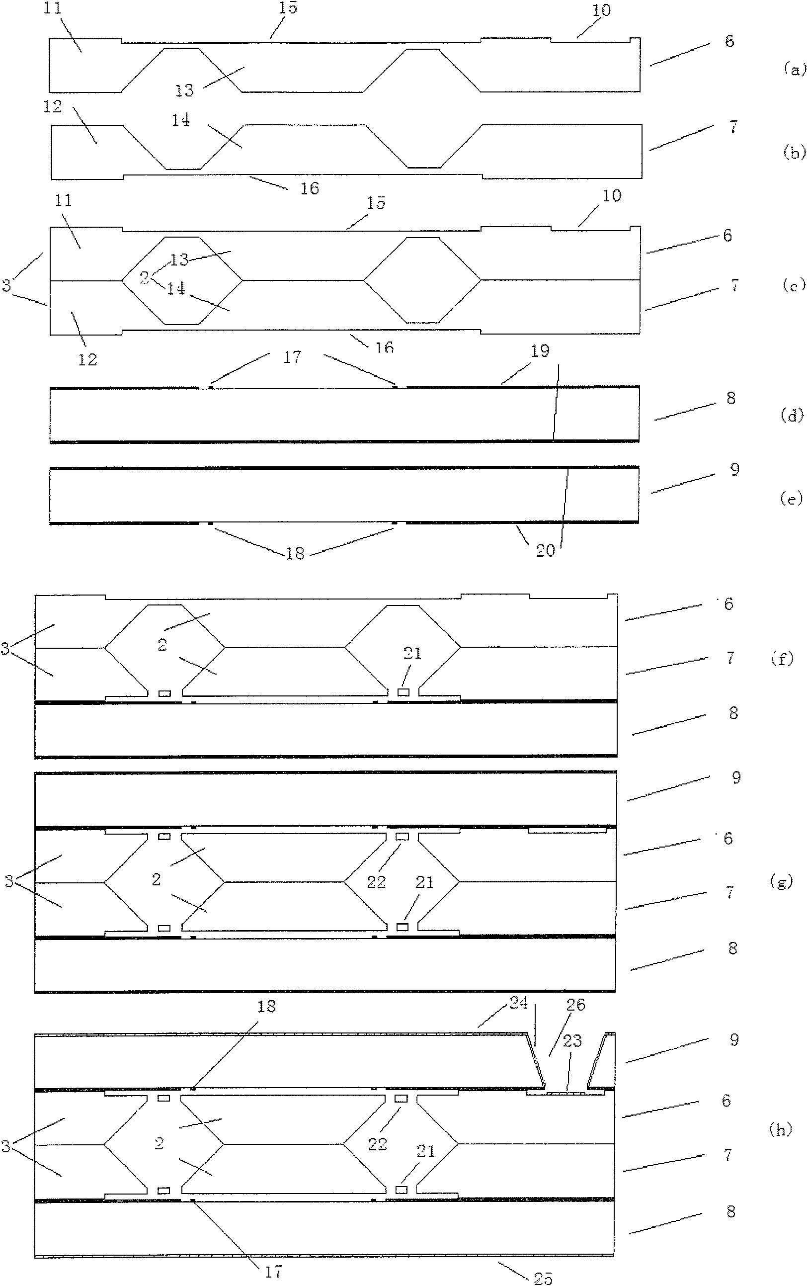 Symmetrical straight beam structure condenser type micro-acceleration sensor and manufacturing method thereof