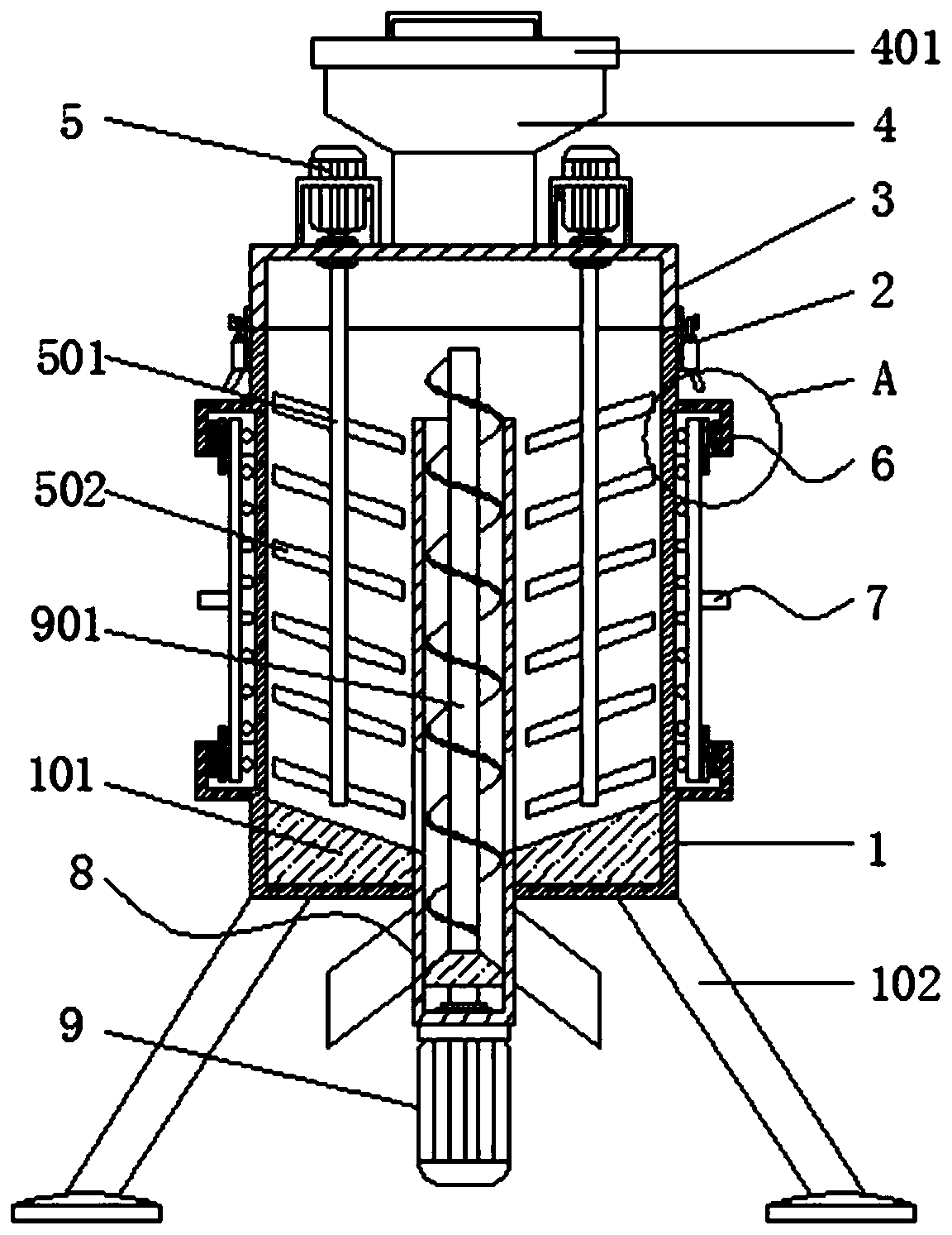 Fermentation device for biological preparation and processing method