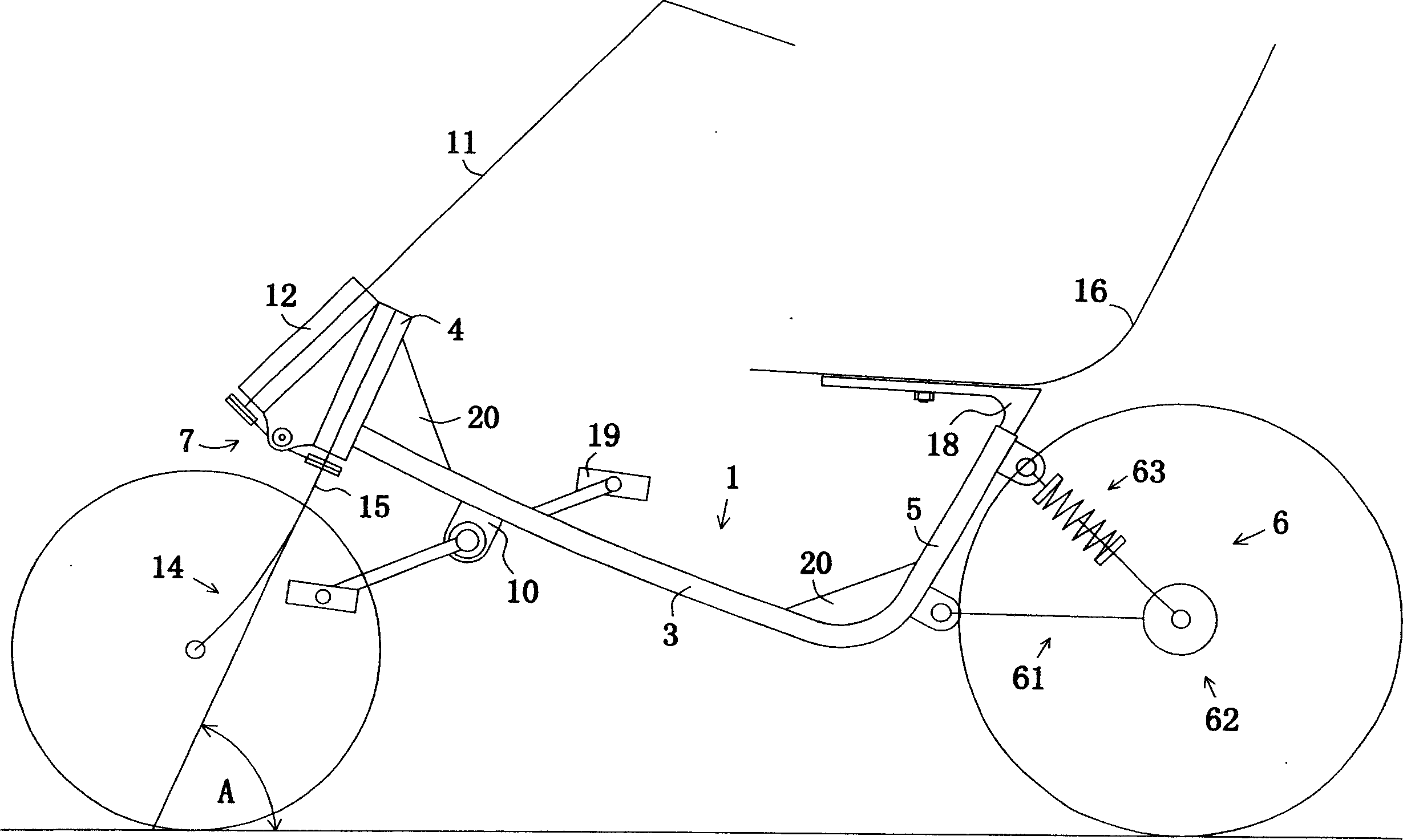 Sitting type light tricycle and its frame