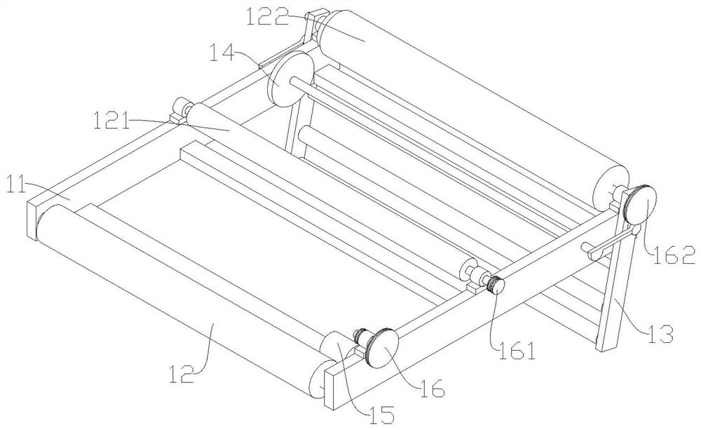 Turning, sewing, unwinding and rolling integrated device