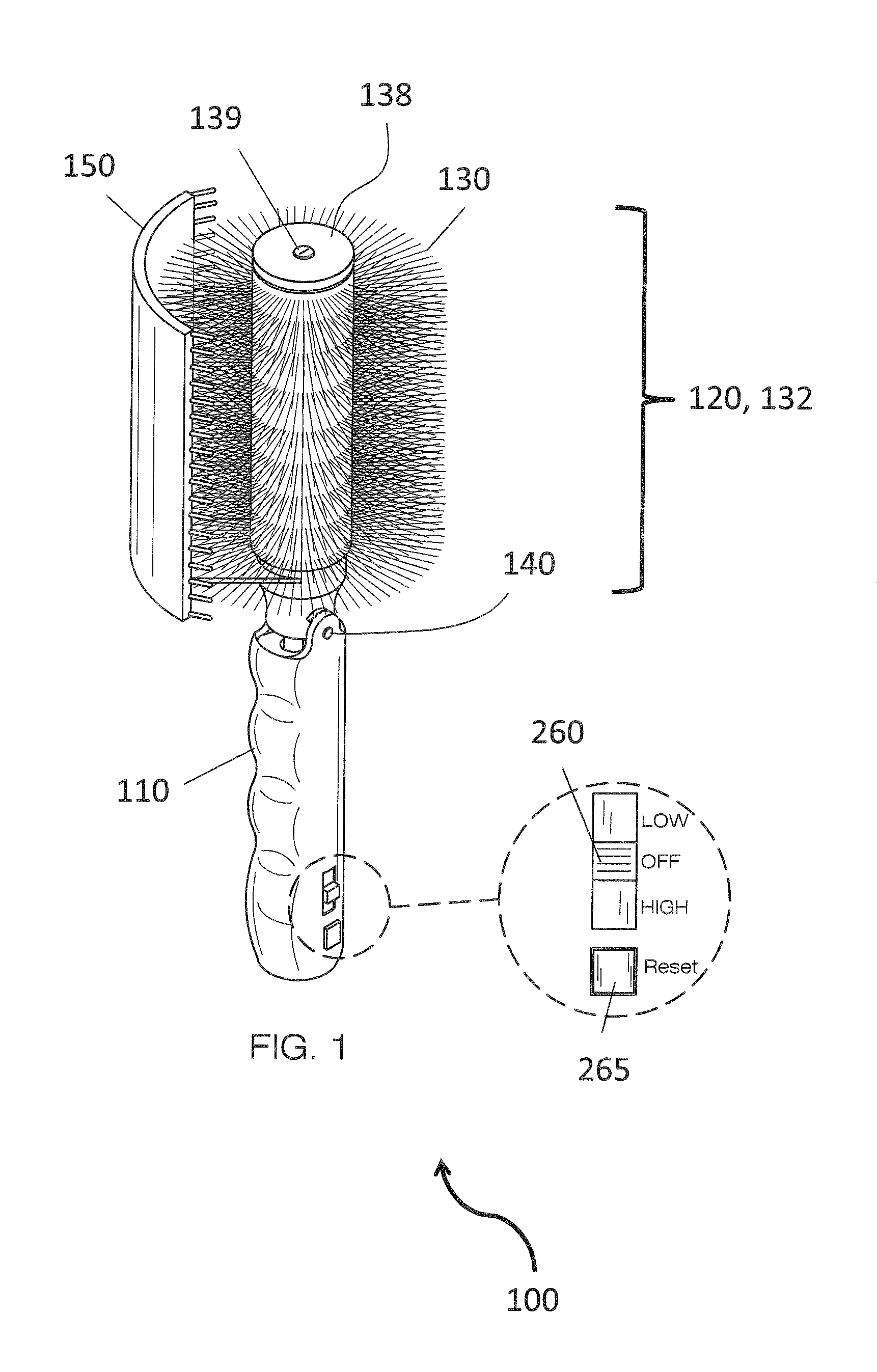 Rotating hairbrush device