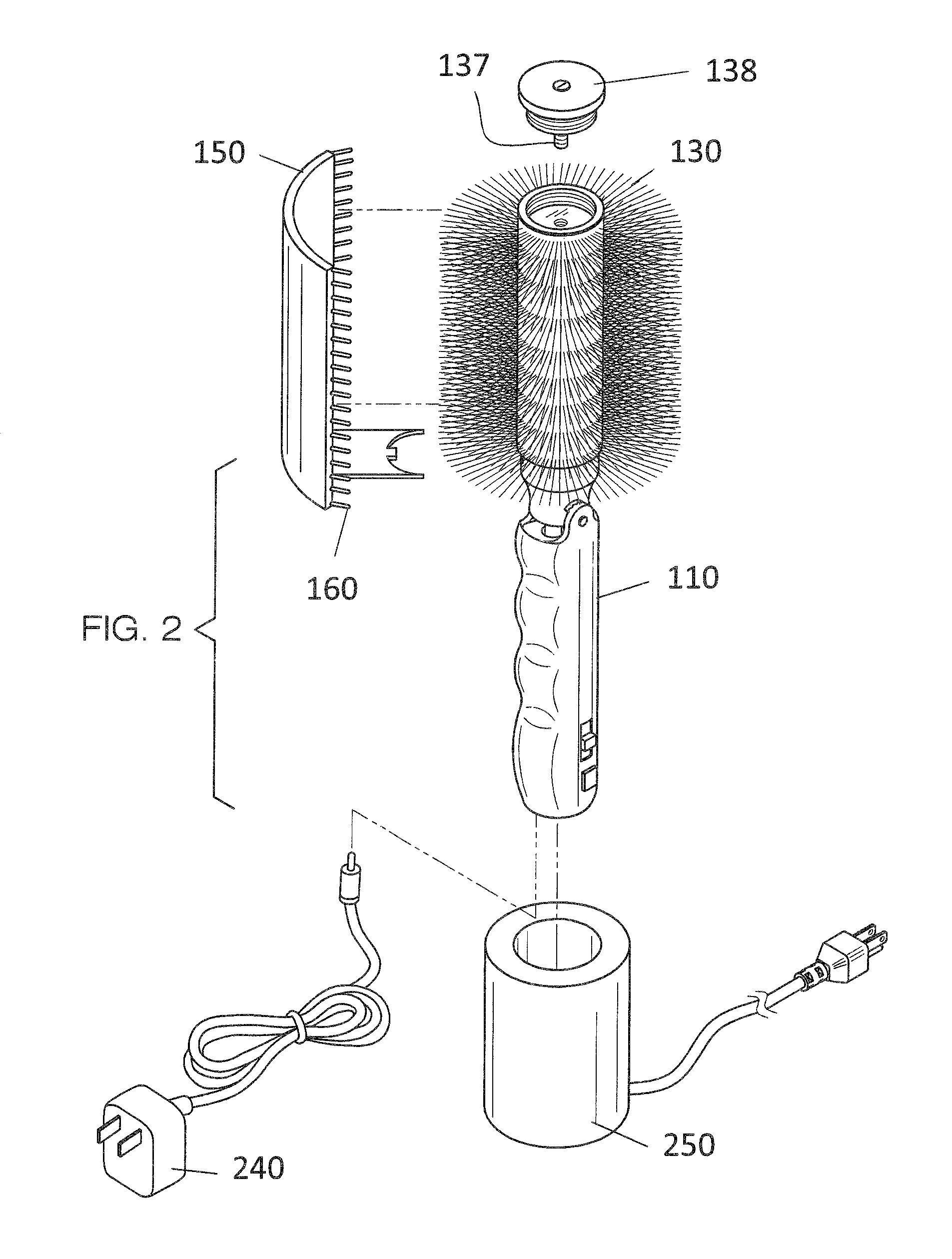 Rotating hairbrush device