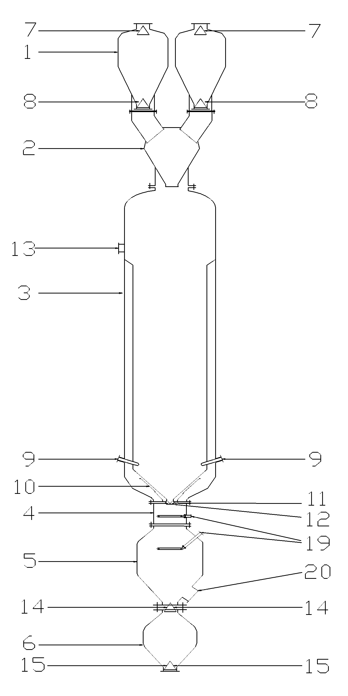 Slag gasifier for pressurized fixed bed